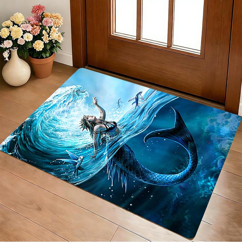 Mermaid Fantasy Living Room Nonslip Area Rug Soft Carpet For Bedroom Game Playroom Sofa Office Home Decor Doormat Christmas Gift