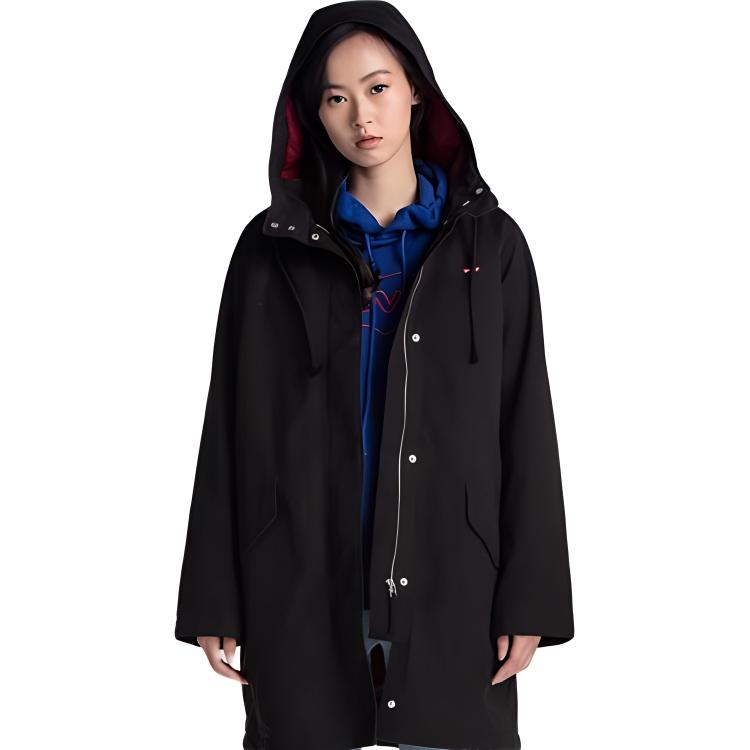 Levis Solid Color Comfortable Hooded Long Sleeve Windbreaker Women outerwear Black 75710-0001