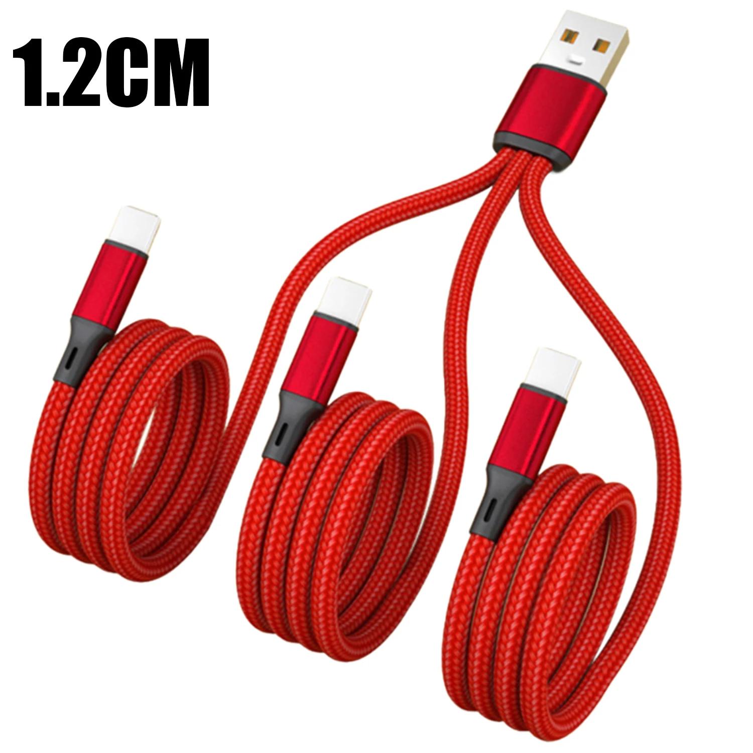 

3 In 1 100W 6A USB-A to 3 ×Type-C Fast Charging Data Cable For iPhone 17 Samsung Xiaomi Android Phone USB C Data Transfer Cord