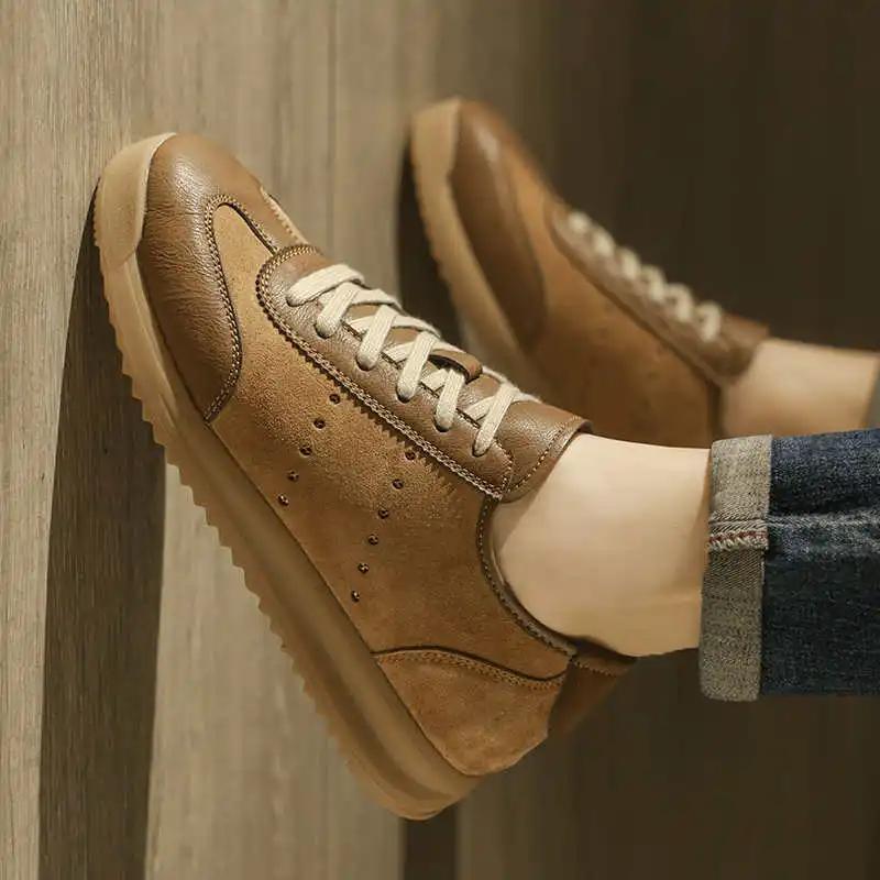 Fashion With Lacing Normal Leather Men's Light Shoes Hiking Boot Men Sneakers Man Summer Sport On Offer 2025 Gifts Hit