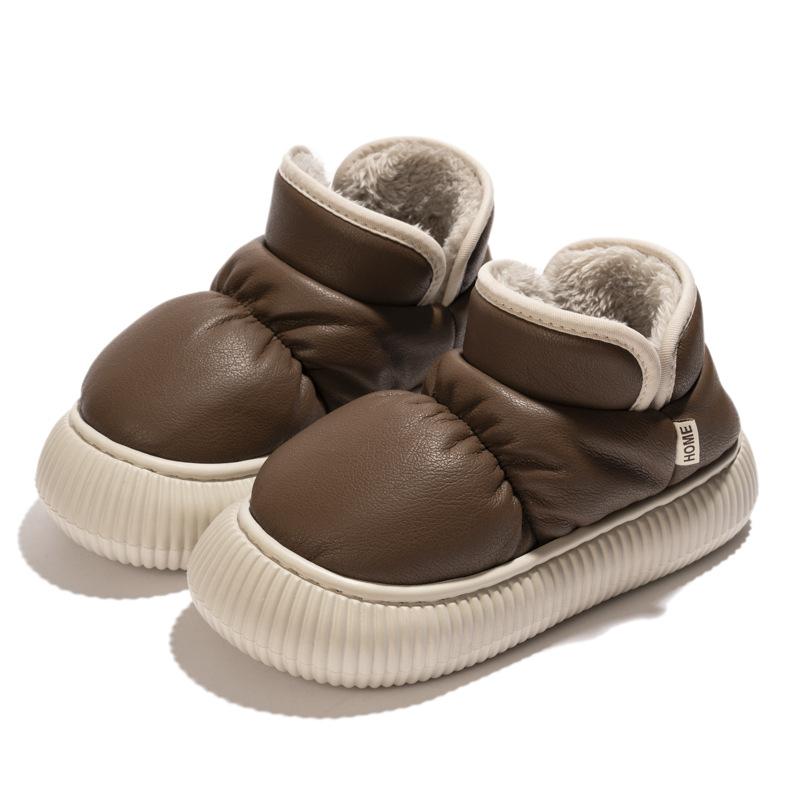 New high-grade waterproof PU versatile cotton shoes winter velvet warm thick sole heightening non-slip all-inclusive heels