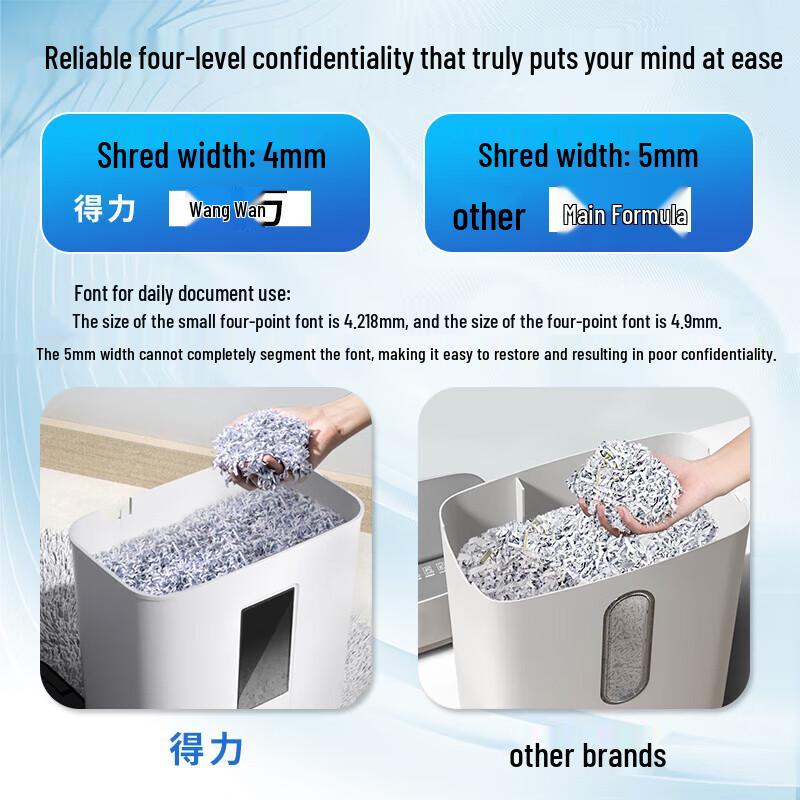 Deli 4-Level Cross-Cut Desktop Paper Shredder CN plug (adapter included)