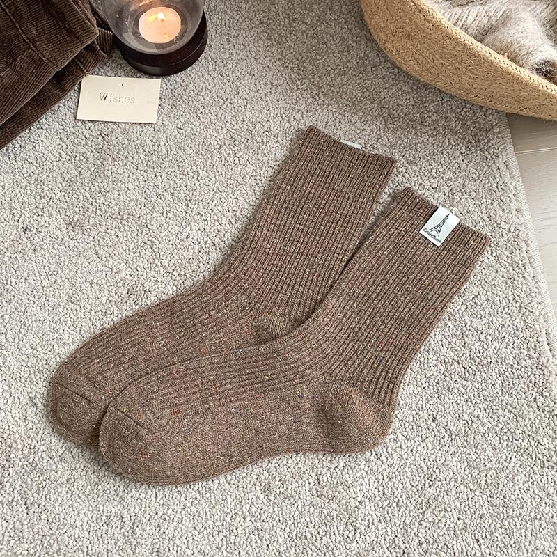 Women's Thickened Mid-Calf Cashmere Wool Socks - Warm Winter Dot Pattern