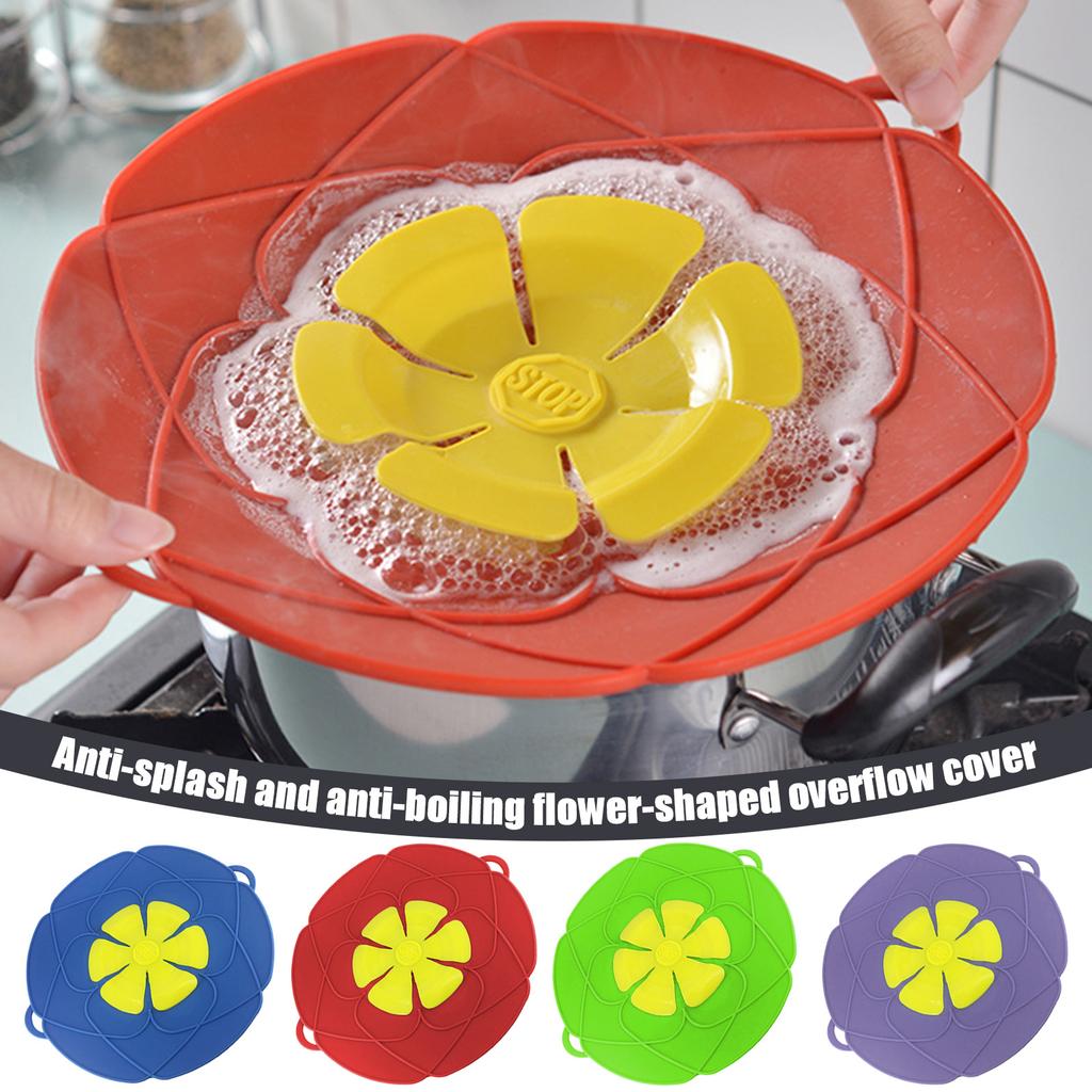26CM Silicone High Temperature Resistant Splashproof Boiling Stop Flower Shaped Overflow Cover Kitchen Household Antiflutter Pot
