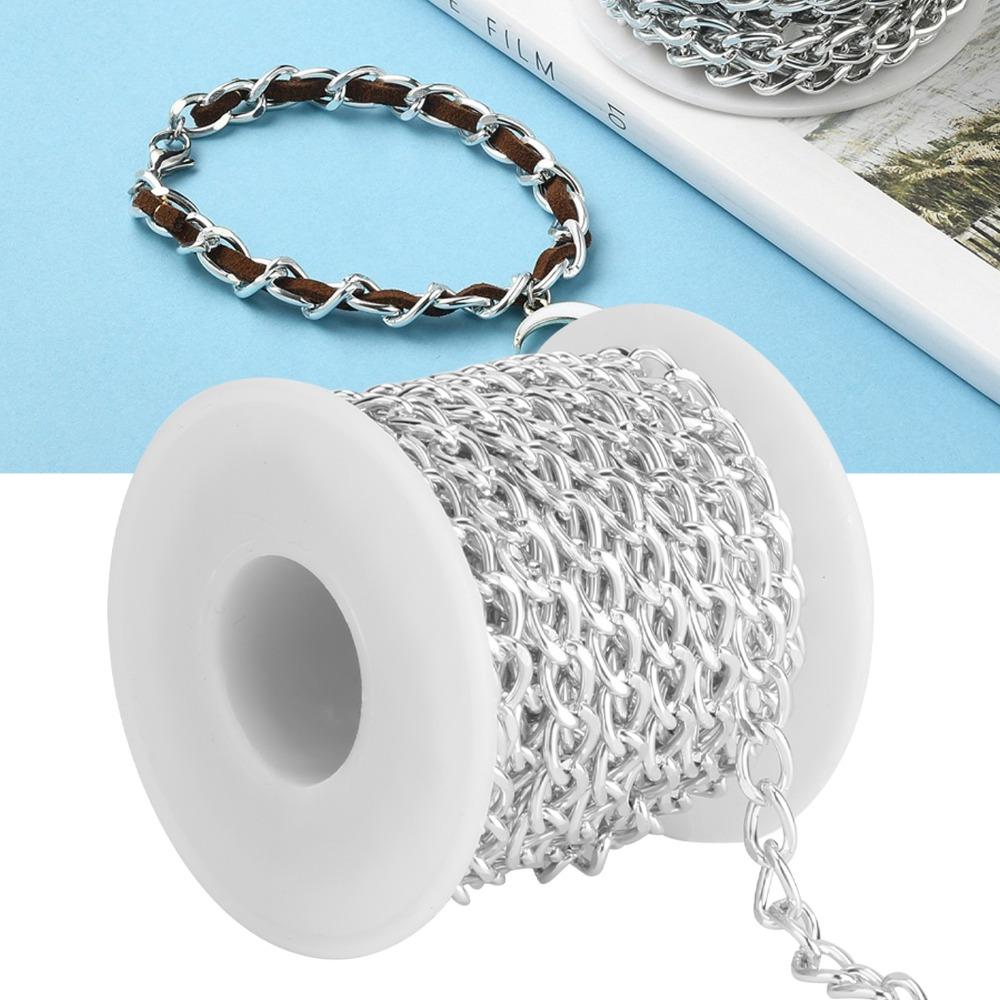 DIY Handmade Accessories Silver Aluminium Chain 7mm Wide Aluminum DIY Accessories 5Meter Twisted Links Chain DIY Crafts