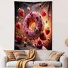 "Strawberry Donut Explosion Art Print" Patterned Tapestry Decorative Wall Hanging, Home Bedroom Living Room Decor
