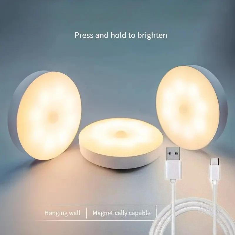 New 1pc Button Style Night Light - Wireless LED Detector Lamp for Bedroom, Staircase, Closet, and Room Decor-