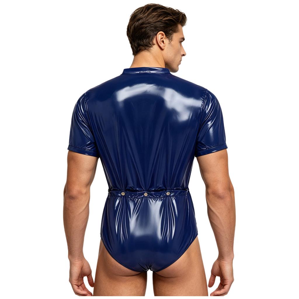 Men Waterproof Adaptive Bodysuit Short Sleeve Buttoned Waist Detachable Bottoms Diaper Cover Romper Special Need Clothing