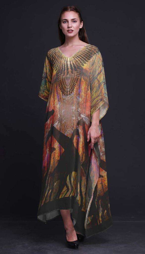 Phagun Giraffe Jungle Womens Long Beach Kaftan Beachwear Bikini Coverup Maxi