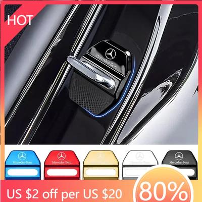 Car Sticker 4PCS Car Door Lock Cover Protect Buckle Cover Latch Stop Anti Rust For Mercedes Benz AMG A B C E S Class GLC GLK GLE