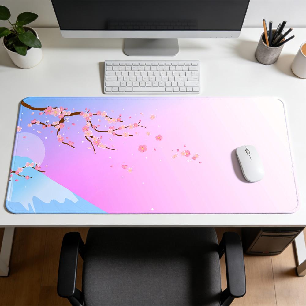 Cherry Blossom Moon Night MousePad Rubber NonSlip Gaming MousePad Mechanical Keyboard Computer DeskMat Office Gaming Accessorie SBD-800x300x2mm