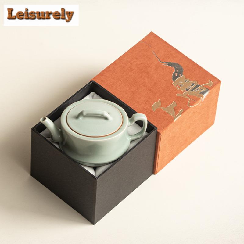 125ml Czajniczek Ru Kiln Azure z Kolankami Bambusowymi Vintage Czajniczek z Sitkiem Czajniczek do Parzenia Herbaty z Otworem na Kulkę Artykuły Stołowe Prezent Rękodzieło