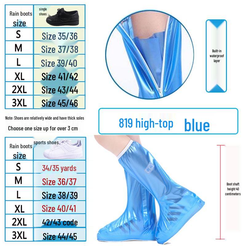 Men's & Women's Non-Slip Waterproof Overshoes - Thick, Wear-Resistant, High-Top Rain Boot Covers for Children & Adults