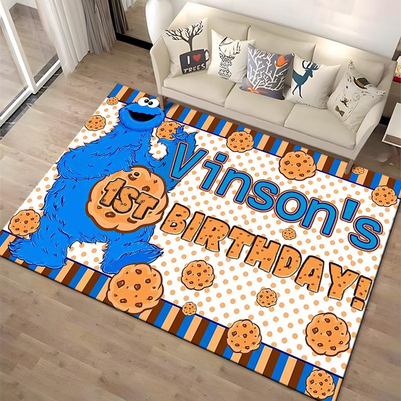 15 Sizes S-Sesame S-Street Theme Carpet Rug for Living Rooms Bedroom Entrance Door Decor Mat, Kids' Play Non-slip Mat Great Gift
