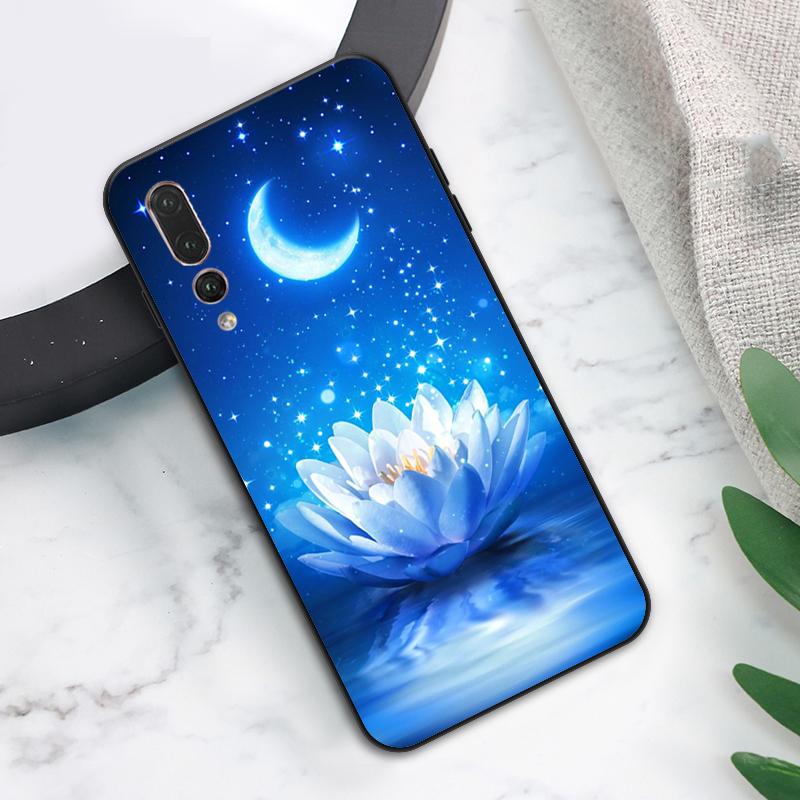 Lotus Blue White Flowers Case For Huawei Nova Y73 Y72 Y70 Y90 Y60 Y61 Y91 12s 12i 11i 8i 9 10 SE P40 Lite P60 P30 Pro