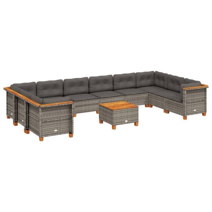 VidaXL Salon de jardin 11 pcs avec coussins gris résine tressée 3262026