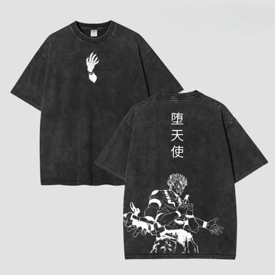 Manga Jujutsu Kaisen Ryomen Sukuna Printed Tee Men Women Clothing Washed Cotton T-shirt Vintage Casual T Shirt Harajuku Tshirt