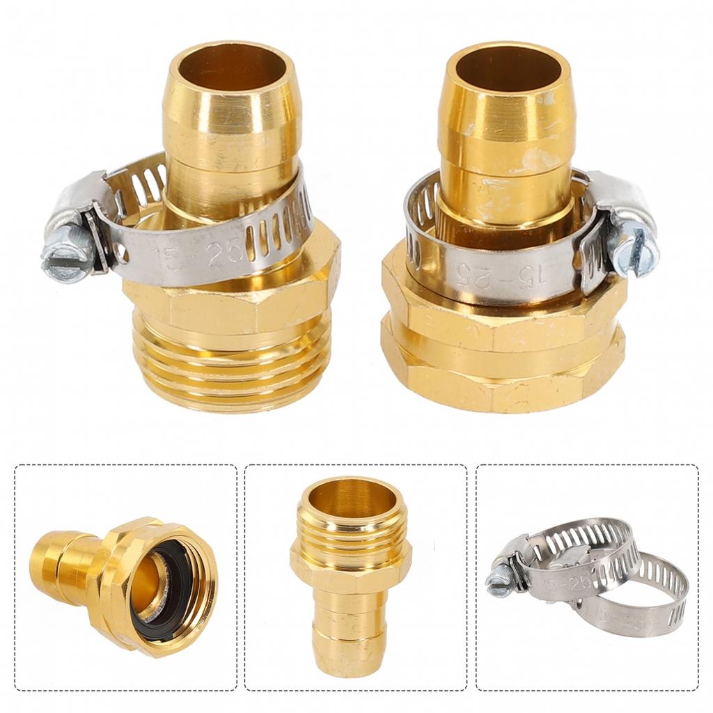 1set 0f 3/4 Inch Garden Brass Mender End Repair Kit Hose Connector Male Female