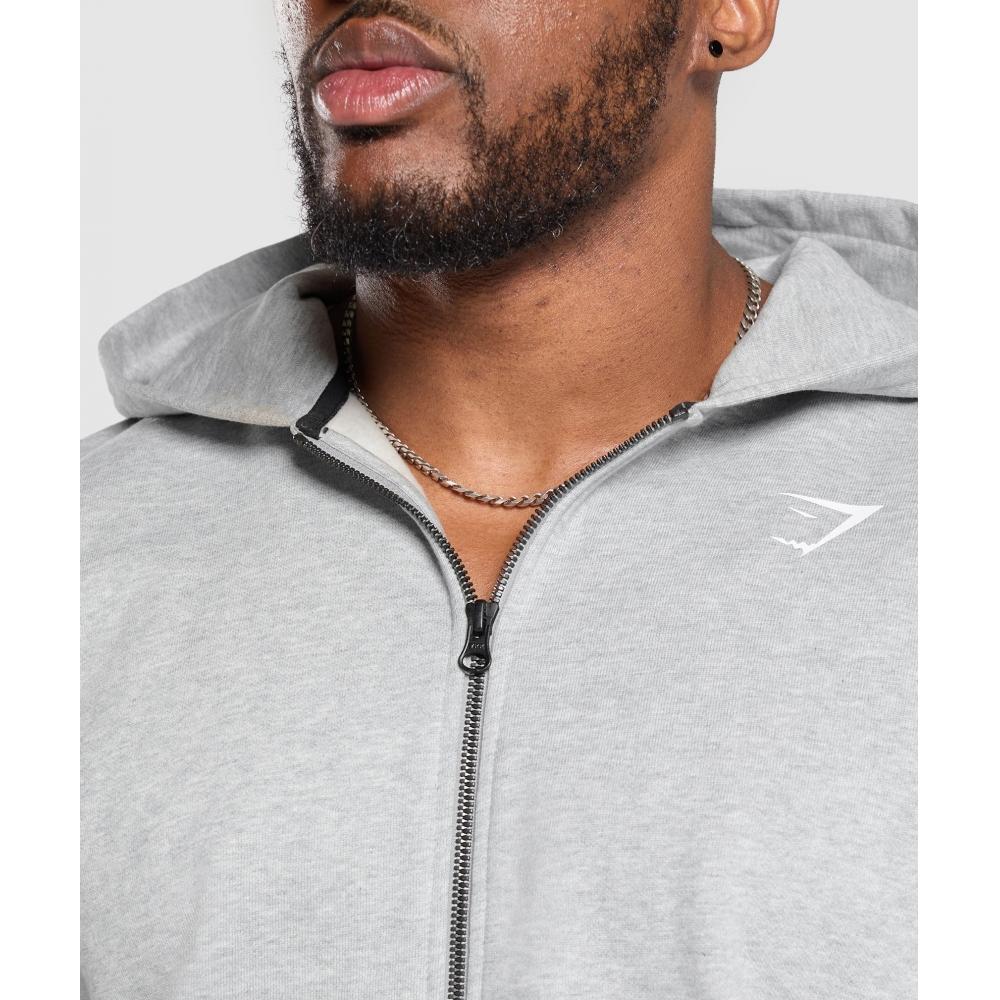 Gymshark Hanorac cu fermoar Power, gri deschis, Core Melange, A1c1o Gbcn