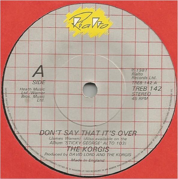

7inch Record KORGIS - Don t Say That It s Over TREB142 Rialto 1981 UK Dance & Electronica Used