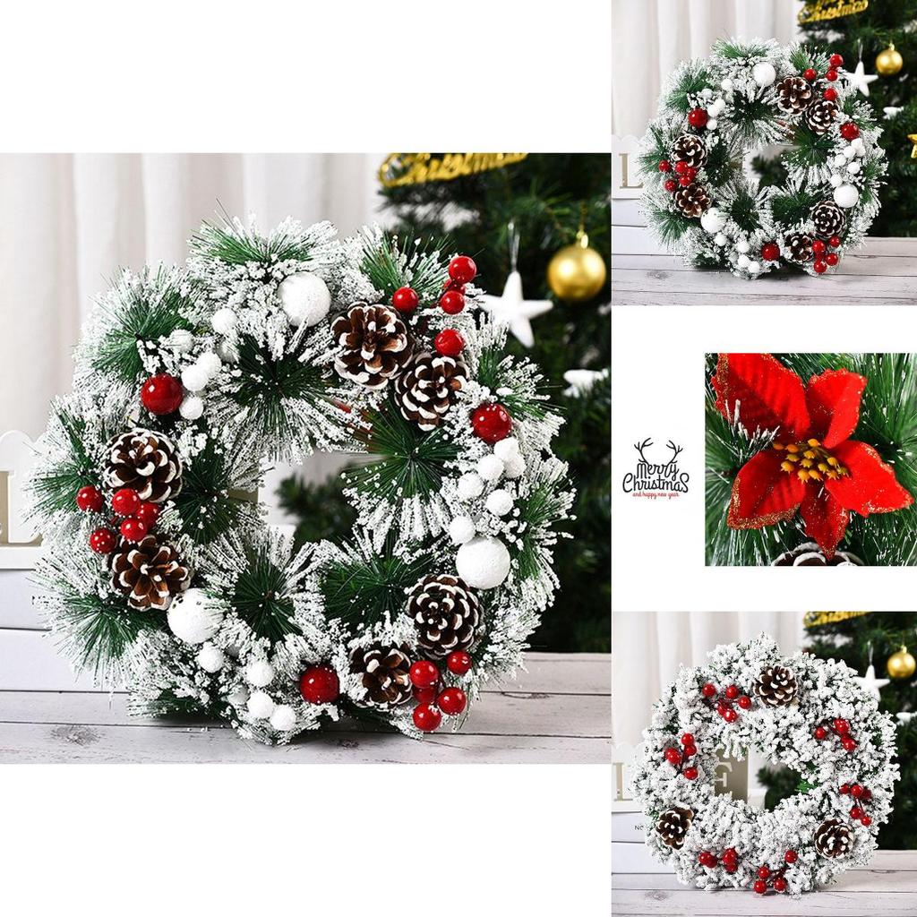 Beautifully Crafted Christmas Wreath Featuring Pine Cones And Elegant White Accents For Your Home