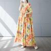 Women's Simple and Fashionable Long Skirt Summer Short Sleeved Round Neck Printed Dress