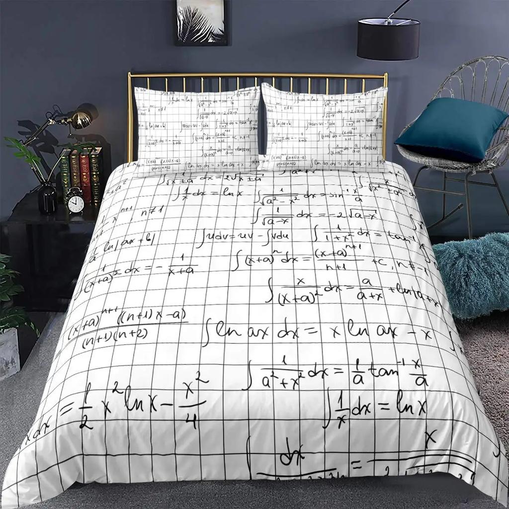 Math Equations Duvet Cover Set Hourglass Purple Galaxy Comforter Cover Physics Formula Dorm Bedding Sets Science Geometry Axis