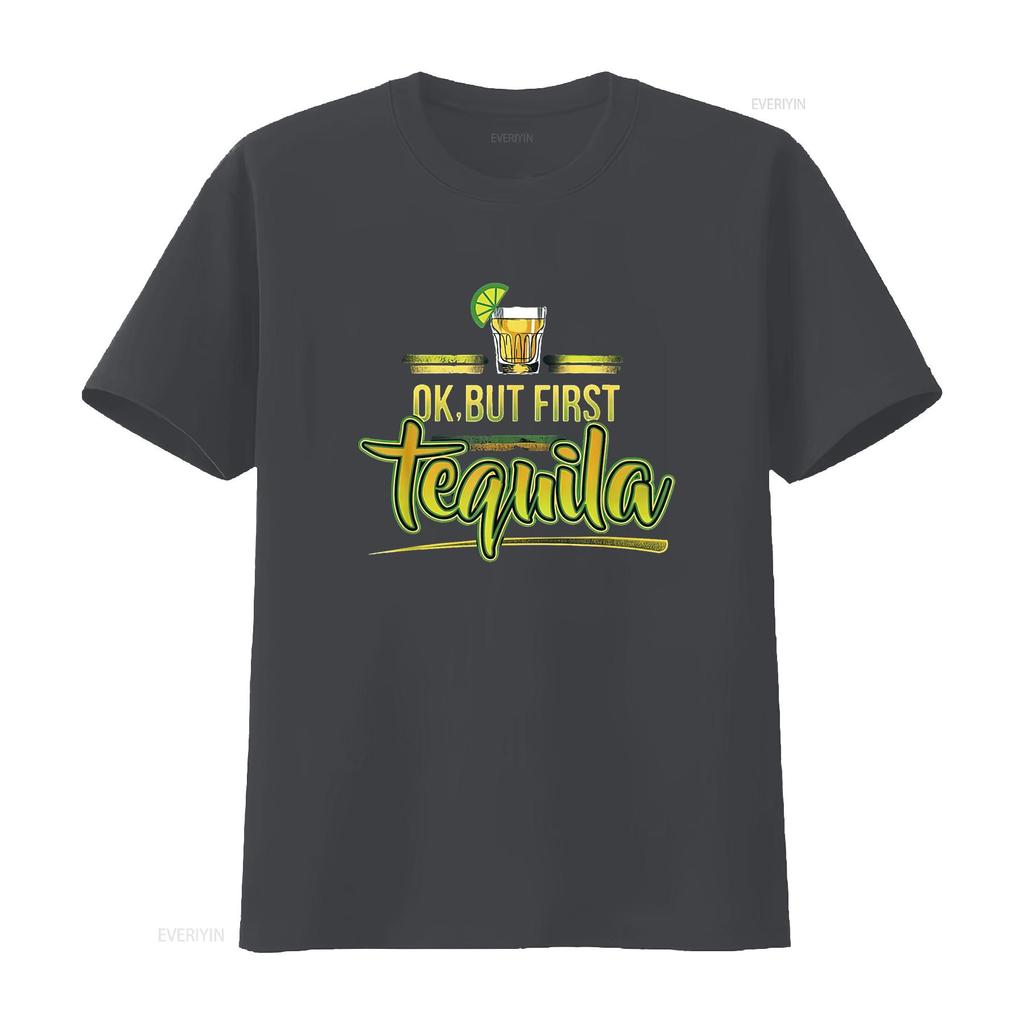 OK But First Tequila Mexican Party Shots Fun Weeke Women s  T Shirt with Trendy Prints Perfect for Summer vintage Washed