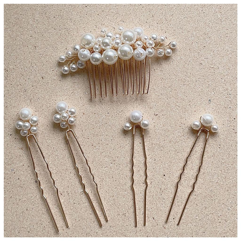 Elegant Women's Hairpin Gold Silver Leaf Pearl Hair Comb Korean Style Jewelry Wedding Hair Accessories For Girls New Year Gifts