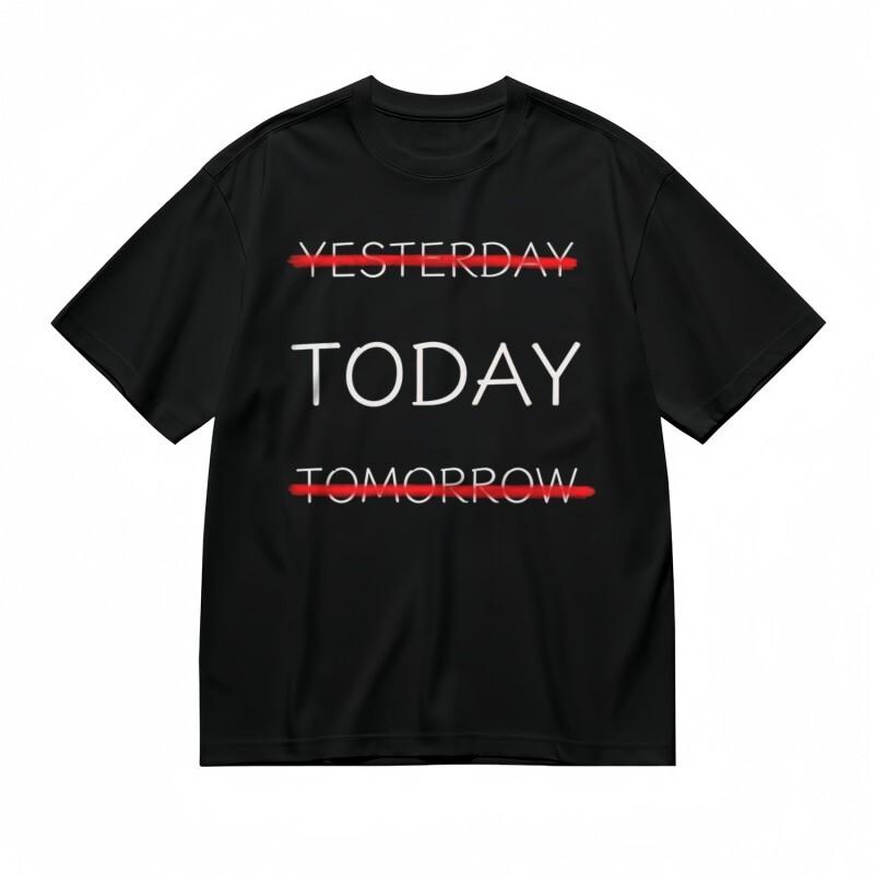 

Men s Trend Breathable Classic T-Shirt Crossed Text Street Fashion Tee BlackTops 3XL