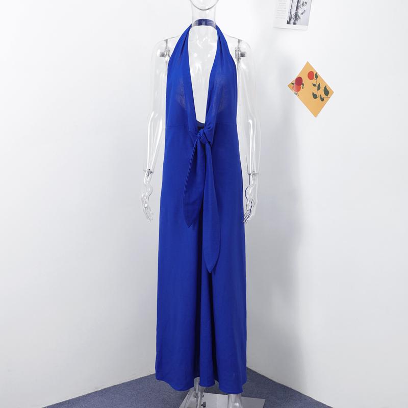 Сексуальное плиссированное женское длинное платье с глубоким V-образным вырезом — фото 13