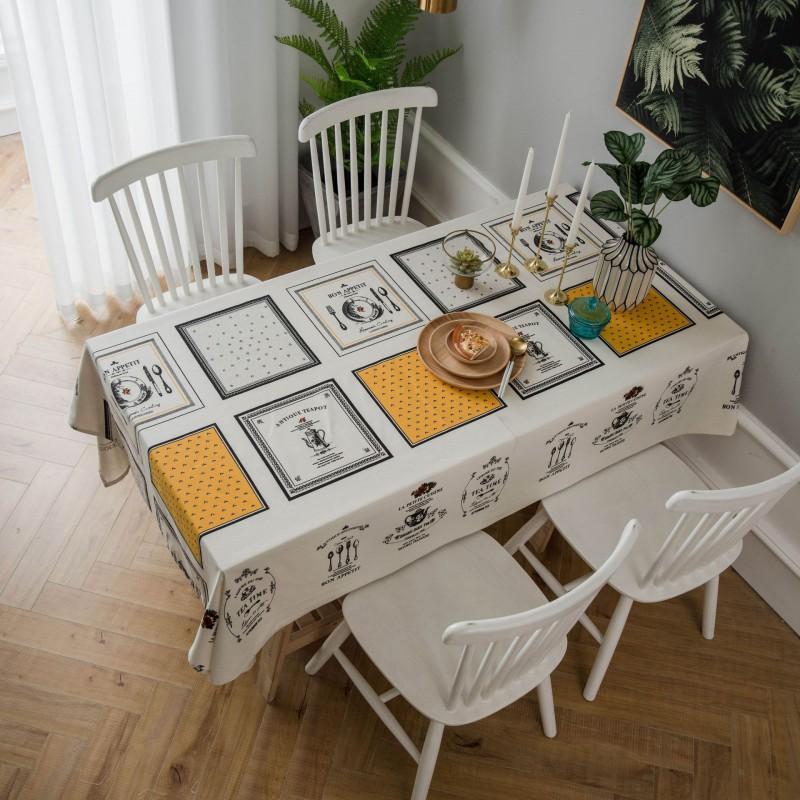 Linen Look Tablecloth Living Room Coffee Table Dining Rectangular Cotton Blend Dustproof Decorative Home Use
