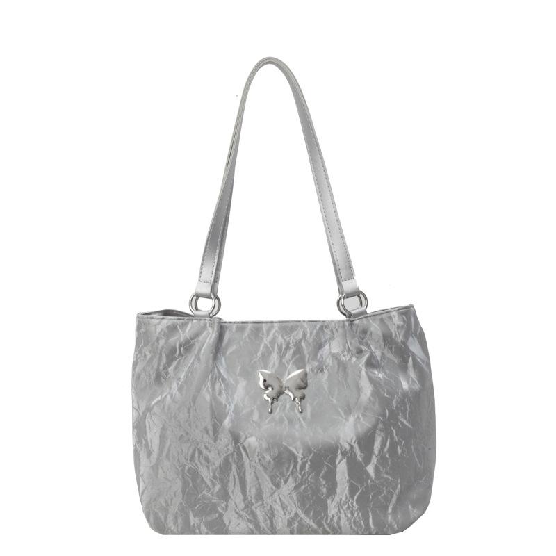 Spring and summer new simple high-end texture college student class bag fashionable bow shoulder tote bag