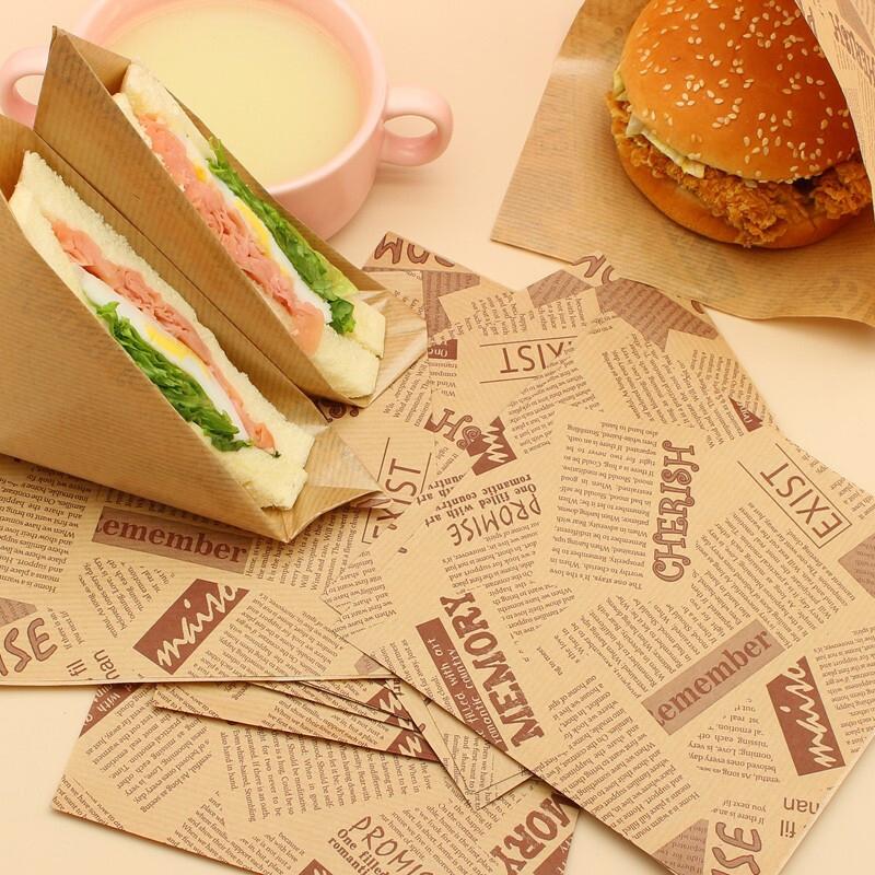 Baijie Sandwich Wrapping Paper, Toast, Burger, Scallion Pancake, Baking Oil-Proof Paper, Breakfast Portable Lining Paper, 100 Sheets