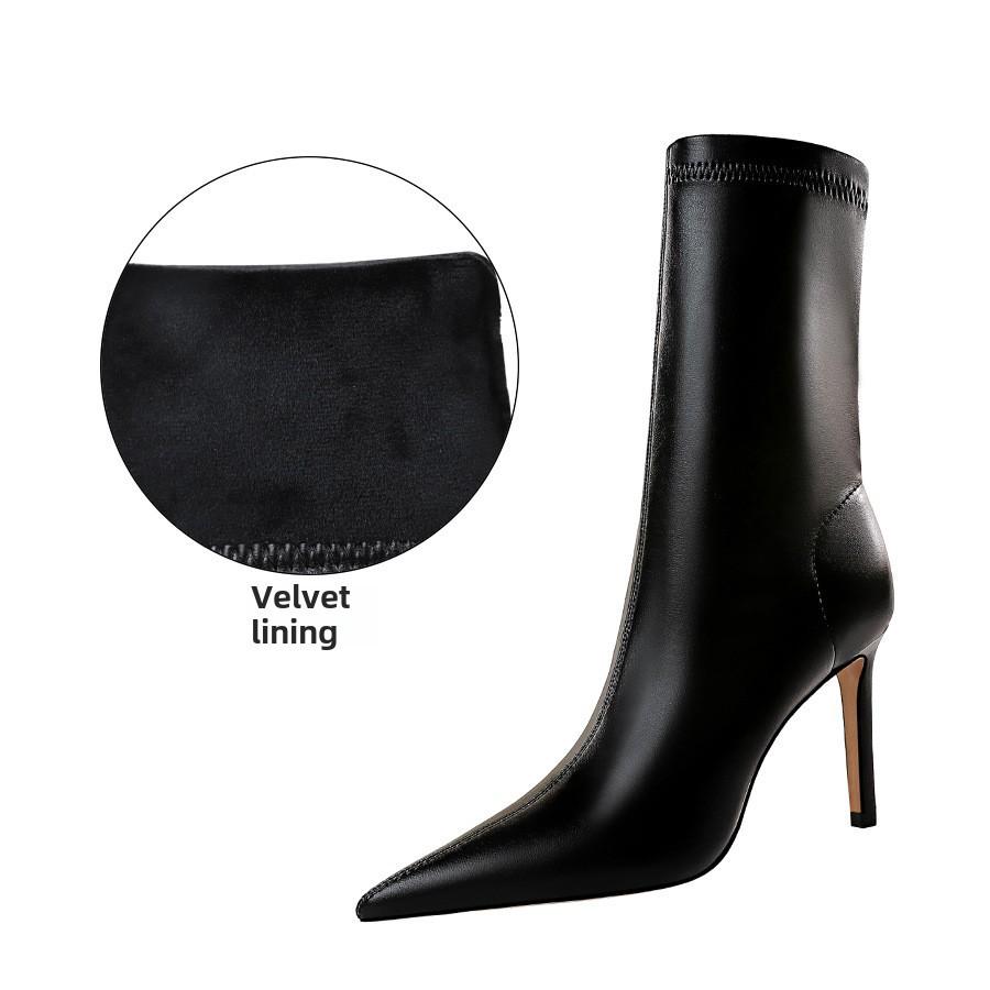 Women's European & American Style Stiletto High Heel Pointed Sexy Nightclub Slim Ankle Boots