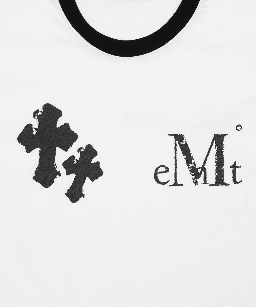 MUCENT Rovio Cross Crack Logo Ringer Short Sleeve Tee