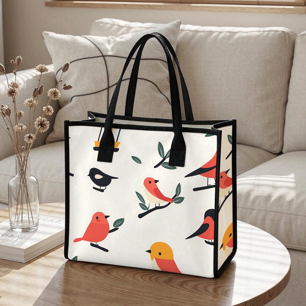 Cute Bird Printed Tote Bag Casual Large Capacity Daily Handbag