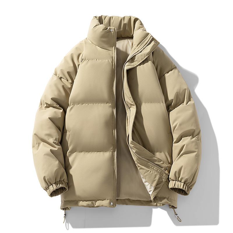 Winter Simple Solid Color Stand Up Collar Cotton Jacket Men's Korean Version Thick Warm Cotton Jacket Casual Versatile Couple's Bread Jacket