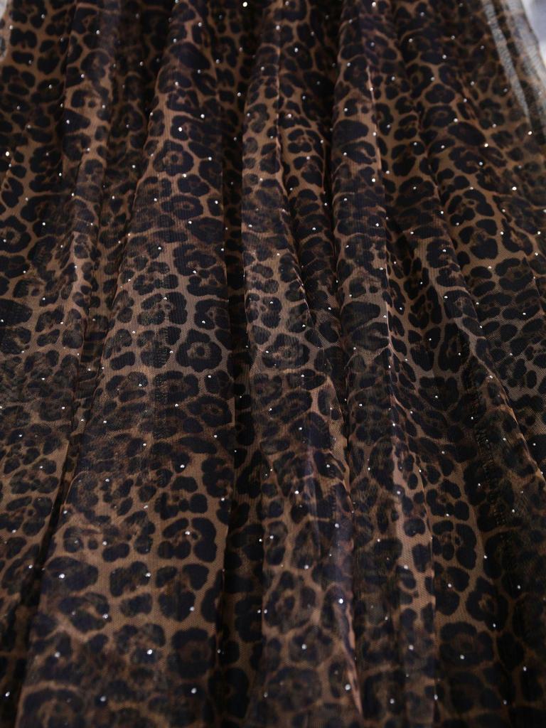 Women's High-Waisted Leopard Print A-Line Skirt with Full Hem
