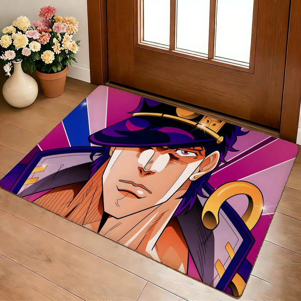 Anime A-J-J-JoJo B-Bizarre A-Adventure Floor Mat Cozy Flannel Soft Thick Non-Slip Mat for Living Room Bedroom Kitchen Decor Rugs