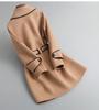 Korean Style Women's Slimming Imitation Cashmere Wool Coat - Color Block Mid-Length for Autumn and Winter