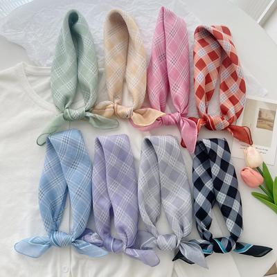 Korean Version Ins Style Sub-Square Scarf Women'S Fresh And Breathable Decorative Scarf Sweet Thin Silk Scarf Photo Headscarf