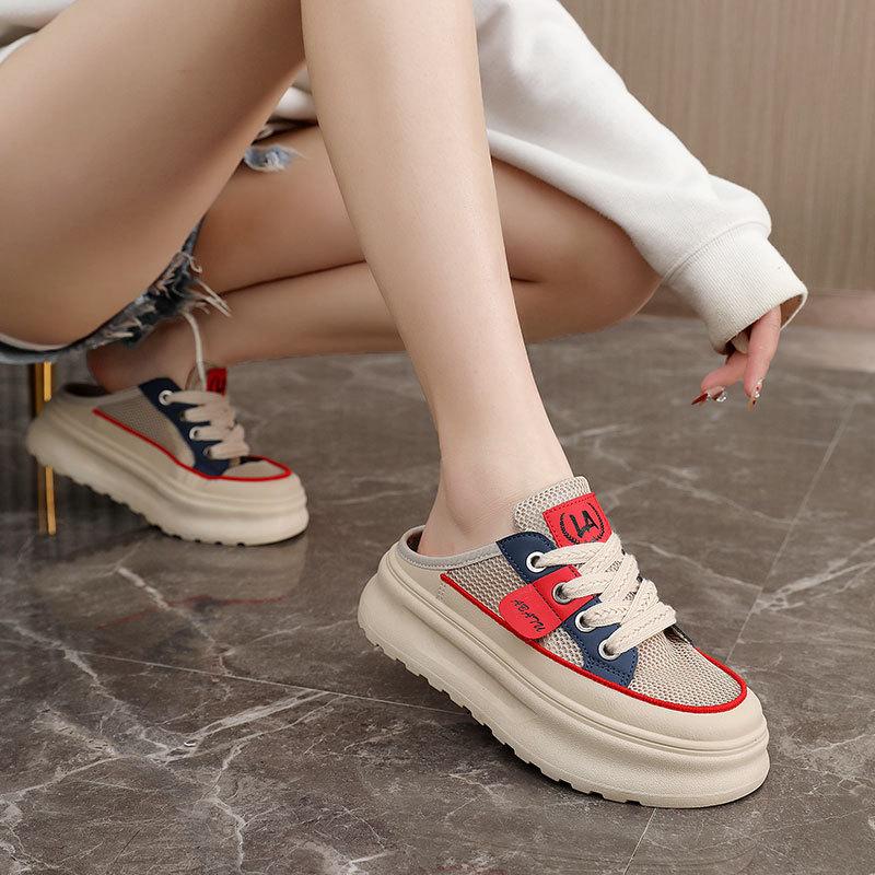 ZY new summer breathable mesh shoes platform sandals heightened mesh semi-drag