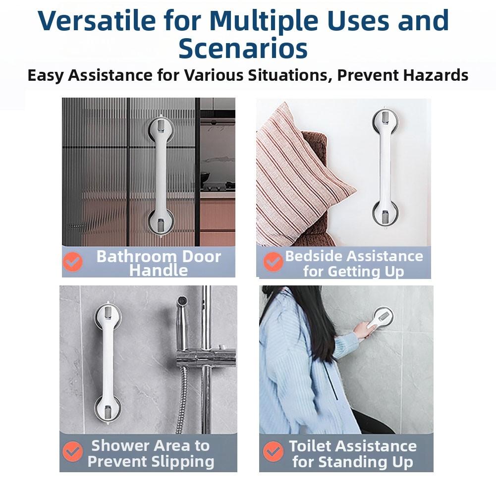 2pcs Extra-Strong Suction Grab Bars Safety Handles No Drill Installation For Home Bathroom Accessories
