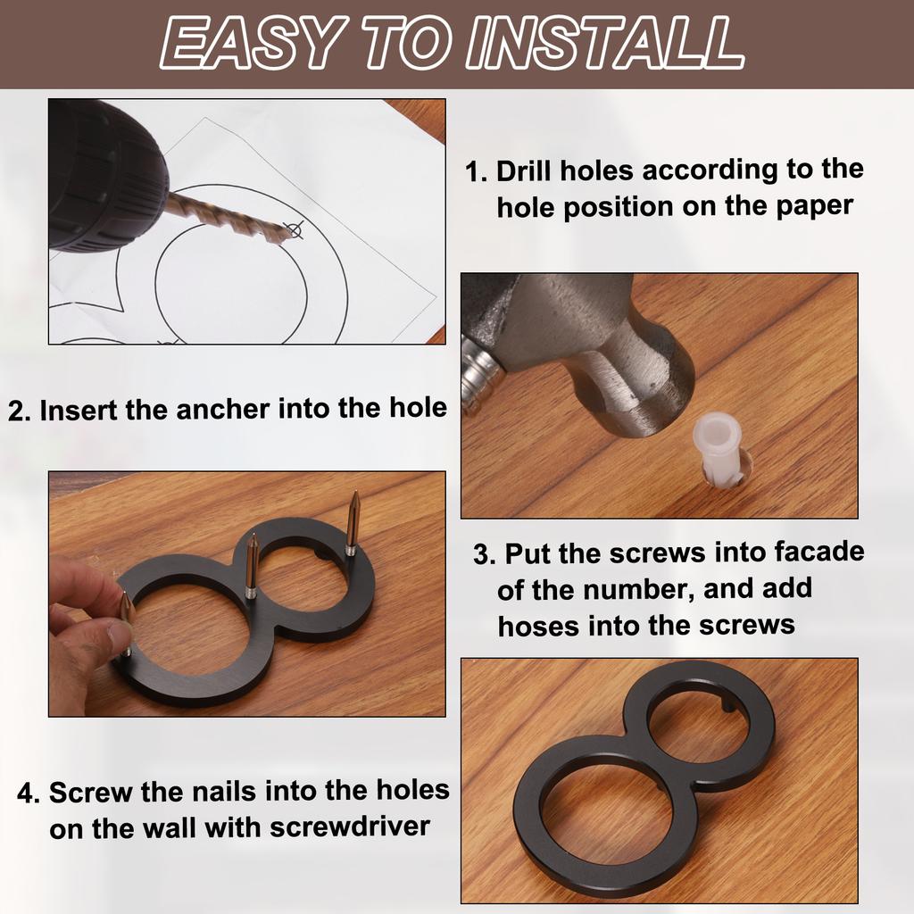 0-9 Floating House Numbers Solid Aluminum Modern Address Number for Outside with Nails Kit for Home Street Office Sign Silver 5"