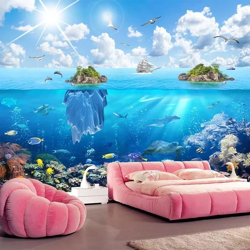 3D Photo Wall Paper Underwater World Island Landscape Mural Living Room Bedroom TV Background Decoration 3D Wall Painting
