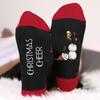 1 Pair Festive Christmas Socks Cute Snowman Bowknot Letters Print Mid Tube Winter Socks Holiday Gift