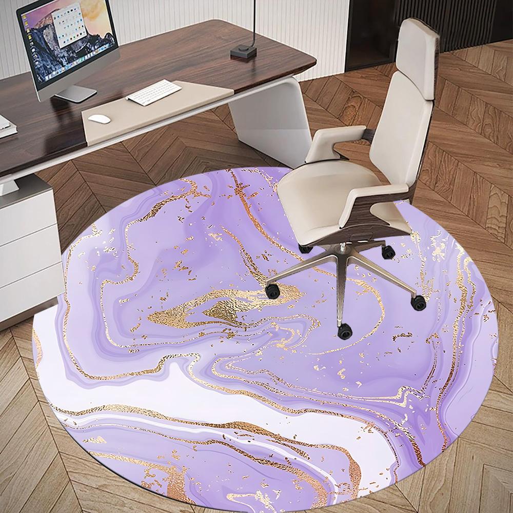 1pc Marble Texture Gold Foil Round Chair mat Area Rug - Non-Slip, Floor Mat for Office, Bedroom, and Indoor Decor c1125337