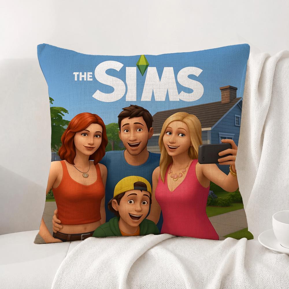 Game The Sims Cushion Cover Natural Linen Pillowcase Set AllinOne Decor Cushion Cover for Sofa Bedroom Chair