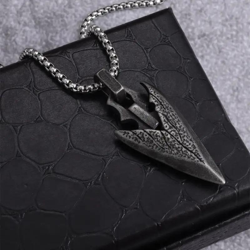 Retro Norse Mythology Pirate Celtic Weapon Spearhead Pendant Necklace Men\\'s Punk Hip-Hop Trend Jewelry